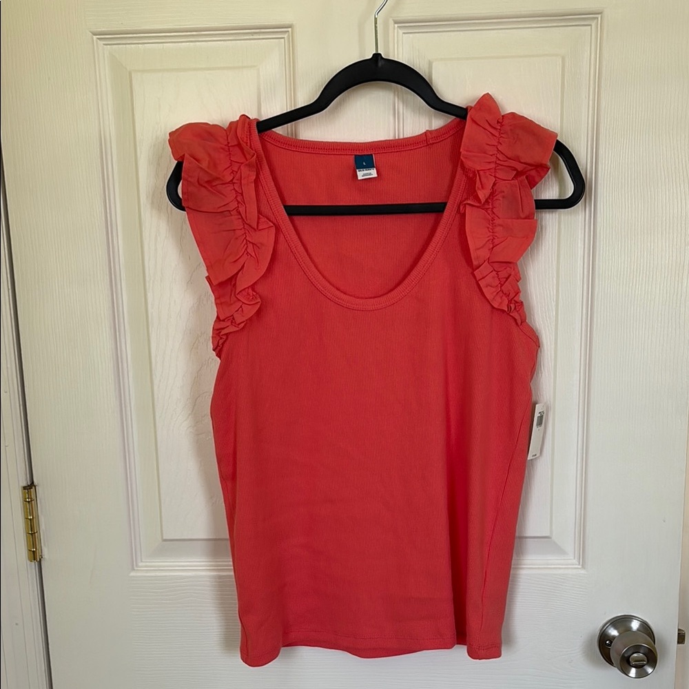 Old Navy Ruffled Coral Sleeveless Top Size Large